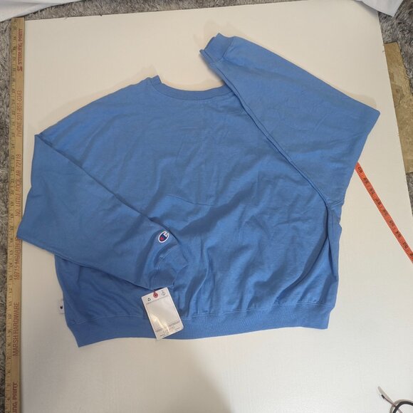 NWT Champion (Oversized) Medium Cropped Blue Sweatshirt (Large, XL) - Picture 12 of 13